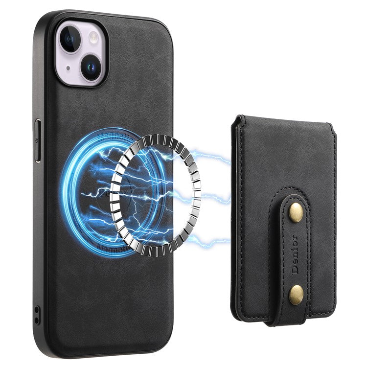 DENIOR D14 For iPhone 14 Plus Case Compatible with MagSafe Leather+TPU+PC Card Bag Phone Cove - TechGearPal