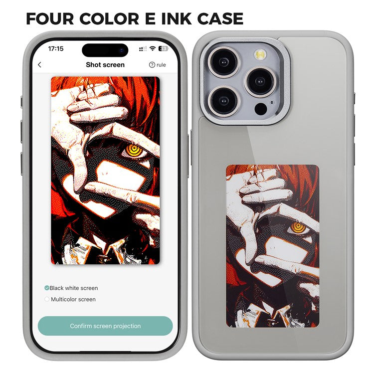 For iPhone 15 Pro Max Phone Case with E Ink Display 4-Color NFC DIY Phone Cove - TechGearPal