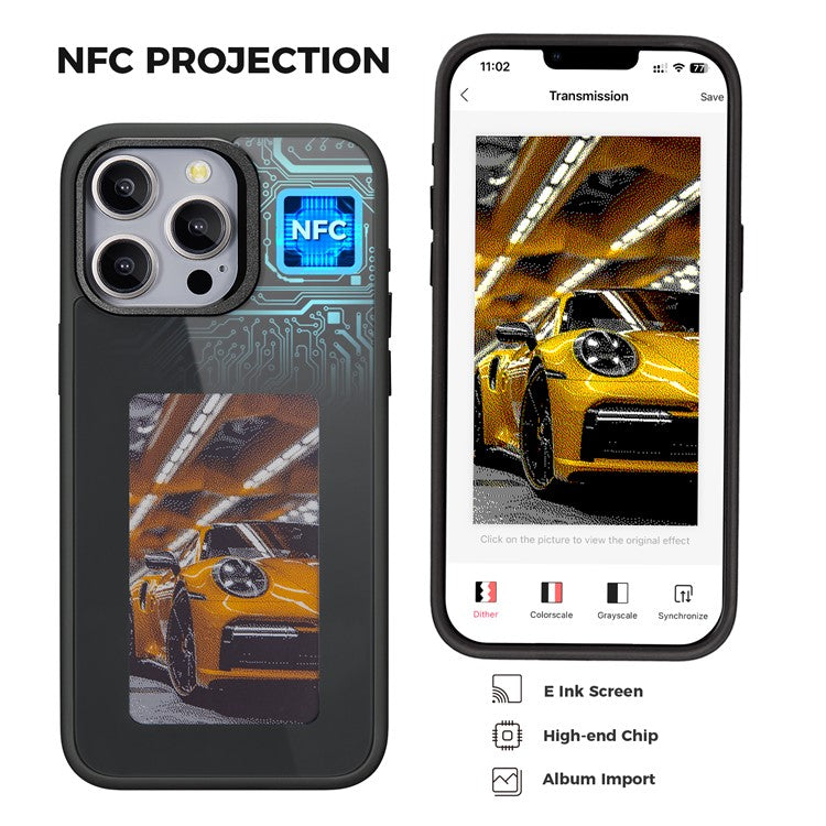 E Ink Case for iPhone 13 Pro Max 4-Color NFC Projection DIY Screen Display Phone Cove - TechGearPal