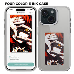 4 Color E Ink Phone Case for iPhone 15 Case Smart NFC DIY Display Imaging, Black / White / Red / Yello - TechGearPal
