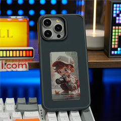 For iPhone 15 Pro E Ink Phone Case 4-Color Screen Play DIY Phone Cove - TechGearPal