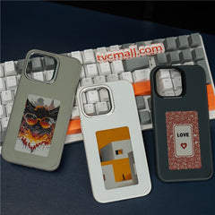 For iPhone 15 Pro E Ink Phone Case 4-Color Screen Play DIY Phone Cove - TechGearPal