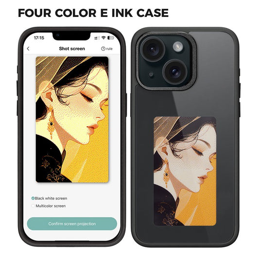E Ink Phone Case for iPhone 13  / 14 Smart NFC Phone Case Photo, Black / White / Red / Yellow 4-Colo - TechGearPal