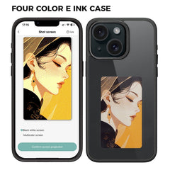 E Ink Phone Case for iPhone 13  / 14 Smart NFC Phone Case Photo, Black / White / Red / Yellow 4-Colo - TechGearPal