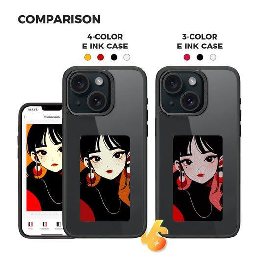 E Ink Phone Case for iPhone 13  / 14 Smart NFC Phone Case Photo, Black / White / Red / Yellow 4-Colo - TechGearPal