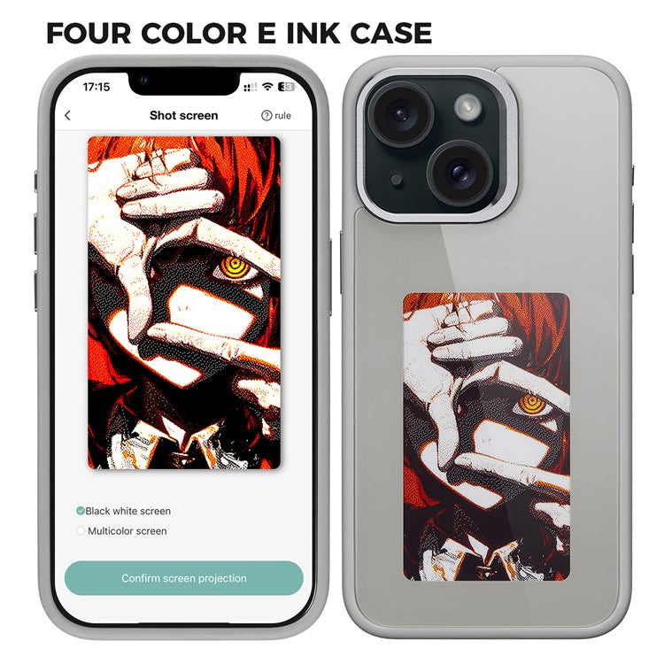 E Ink Phone Case for iPhone 13  / 14 Smart NFC Phone Case Photo, Black / White / Red / Yellow 4-Colo - TechGearPal