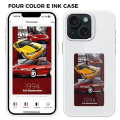 E Ink Phone Case for iPhone 13  / 14 Smart NFC Phone Case Photo, Black / White / Red / Yellow 4-Colo - TechGearPal