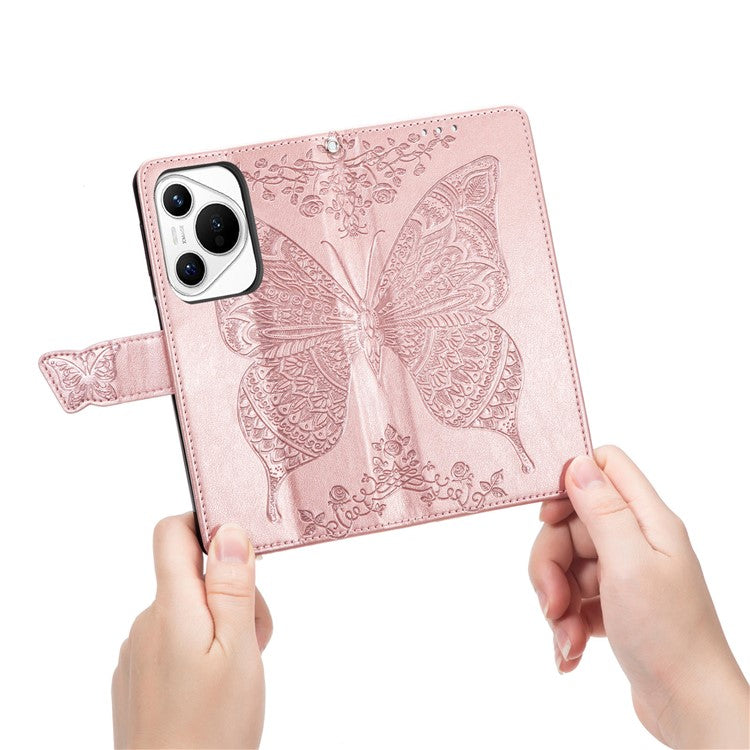 For Huawei Pura 70 Case Card Holders Butterfly Pattern PU Leather Phone Cove - TechGearPal