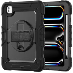 For iPad Pro 11 (2024) Case PC+Silicone Tablet Cover with Screen Protector Pencil Holder