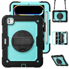 For iPad Pro 11 (2024) Case PC+Silicone Tablet Cover with Screen Protector Pencil Holder