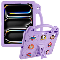 For iPad Pro 11 (2024) Case Cartoon Patterns Hand Grip Kickstand Tablet EVA Cover