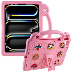 For iPad Pro 11 (2024) Case Cartoon Patterns Hand Grip Kickstand Tablet EVA Cover