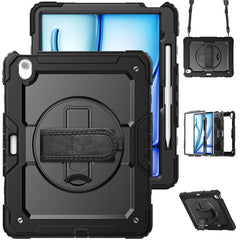 For iPad Air 13 (2025) / (2024) Case PC+Silicone Dust-Proof Tablet Cover with PET Screen Protector / Shoulder Strap
