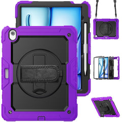 For iPad Air 13 (2025) / (2024) Case PC+Silicone Dust-Proof Tablet Cover with PET Screen Protector / Shoulder Strap