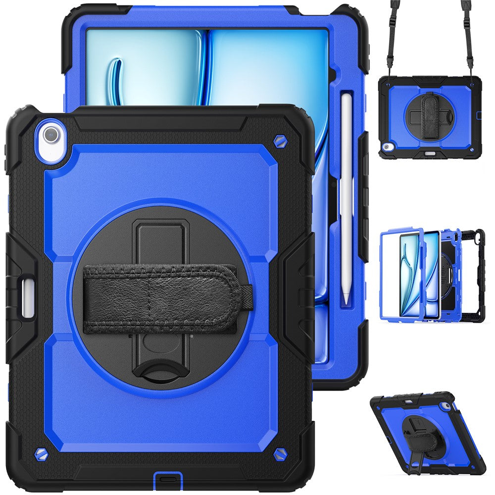 For iPad Air 13 (2025) / (2024) Case PC+Silicone Dust-Proof Tablet Cover with PET Screen Protector / Shoulder Strap