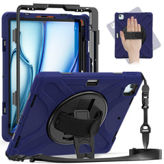 For iPad Air 13 (2025) / (2024) Kickstand Case TPU+PC+Silicone Tablet Cover with Shoulder Strap