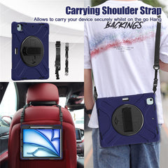 For iPad Air 13 (2025) / (2024) Kickstand Case TPU+PC+Silicone Tablet Cover with Shoulder Strap