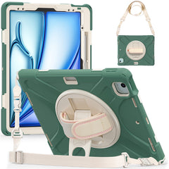 For iPad Air 13 (2025) / (2024) Kickstand Case TPU+PC+Silicone Tablet Cover with Shoulder Strap