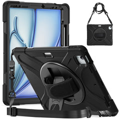 For iPad Air 13 (2025) / (2024) Kickstand Case TPU+PC+Silicone Tablet Cover with Shoulder Strap