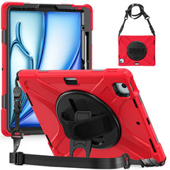 For iPad Air 13 (2025) / (2024) Kickstand Case TPU+PC+Silicone Tablet Cover with Shoulder Strap
