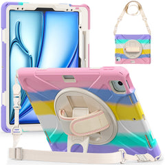 For iPad Air 13 (2025) / (2024) Kickstand Case TPU+PC+Silicone Tablet Cover with Shoulder Strap