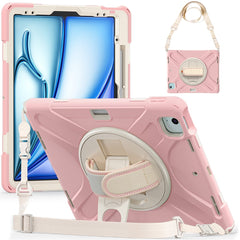 For iPad Air 13 (2025) / (2024) Kickstand Case TPU+PC+Silicone Tablet Cover with Shoulder Strap