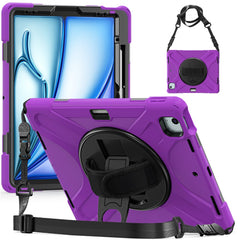 For iPad Air 13 (2025) / (2024) Kickstand Case TPU+PC+Silicone Tablet Cover with Shoulder Strap
