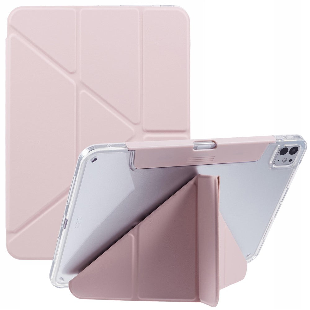 MUTURAL For iPad Pro 11 (2025) / 11 (2024) Case PU Leather Clear Back Tablet Cover with Pencil Holder Origami Standing