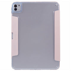 MUTURAL For iPad Pro 11 (2024) Case PU Leather Clear Back Tablet Cover with Pencil Holder Origami Standing