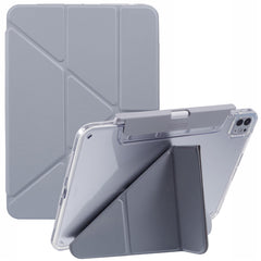 MUTURAL For iPad Pro 11 (2024) Case PU Leather Clear Back Tablet Cover with Pencil Holder Origami Standing