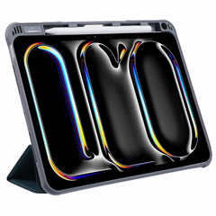 MUTURAL For iPad Pro 11 (2024) Case Smart Leather Tablet Cover with Pencil Holder Tri-Fold Stand