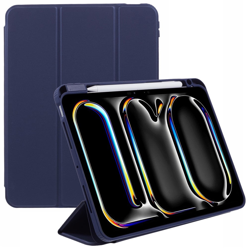 MUTURAL For iPad Pro 11 (2025) / 11 (2024) Case Tri-fold Stand Transparent Back Leather Cover with Pen Slot