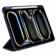 MUTURAL For iPad Pro 11 (2024) Case Tri-Fold Stand Transparent Back Leather Cover with Pen Slot
