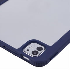 MUTURAL For iPad Pro 11 (2024) Case Tri-Fold Stand Transparent Back Leather Cover with Pen Slot
