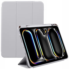 MUTURAL For iPad Pro 11 (2024) Case Tri-Fold Stand Transparent Back Leather Cover with Pen Slot