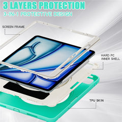 For iPad Air 13 (2025) / (2024) / Pro 12.9 (2022) / (2021) / (2020) / (2018) Case Kickstand PC+TPU+Silicone Cover with Pen Slot