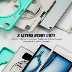 For iPad Air 13 (2025) / (2024) / Pro 12.9 (2022) / (2021) / (2020) / (2018) Case Kickstand PC+TPU+Silicone Cover with Pen Slot