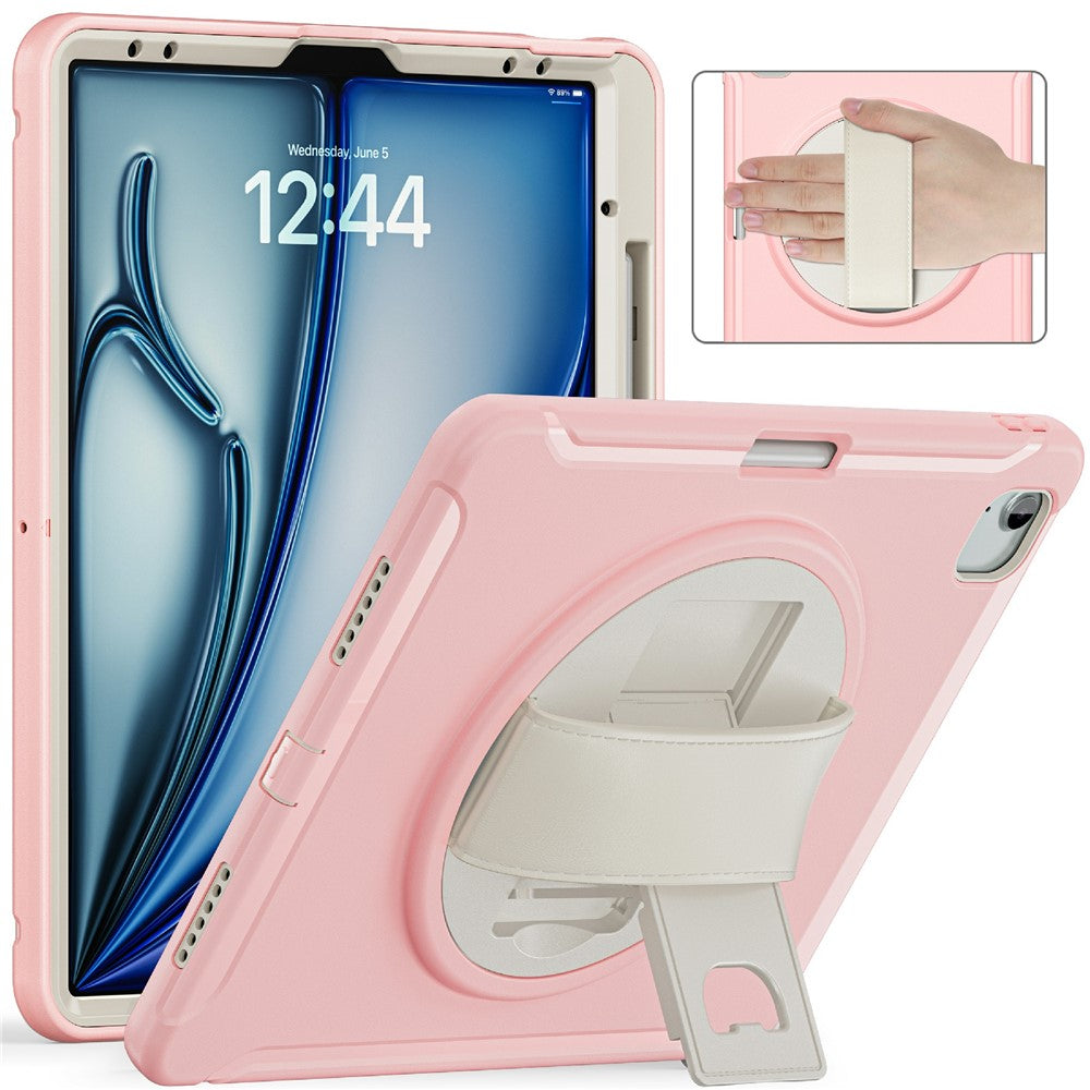 For iPad Air 13 (2025) / (2024) / Pro 12.9 (2022) / (2021) / (2020) / (2018) Case Kickstand PC+TPU+Silicone Cover with Pen Slot