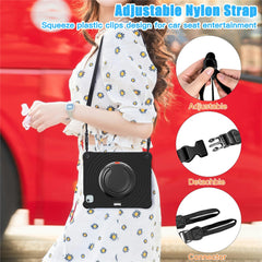 For iPad Air 13 (2025) / (2024) / Pro 12.9 (2022) / (2021) / (2020) / (2018) Case with Shoulder Strap Kickstand Tablet Cover
