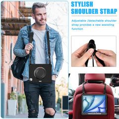 For iPad Air 13 (2025) / (2024) / Pro 12.9 (2022) / (2021) / (2020) / (2018) Case with Shoulder Strap Kickstand Tablet Cover