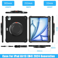 For iPad Air 13 (2025) / (2024) / Pro 12.9 (2022) / (2021) / (2020) / (2018) Case with Shoulder Strap Kickstand Tablet Cover