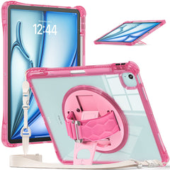 For iPad Air 13 (2025) / (2024) / Pro 12.9 (2022) / (2021) / (2020) / (2018) Kickstand Case PC+TPU+Acrylic Cover with Strap
