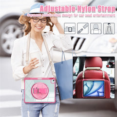 For iPad Air 13 (2025) / (2024) / Pro 12.9 (2022) / (2021) / (2020) / (2018) Kickstand Case PC+TPU+Acrylic Cover with Strap