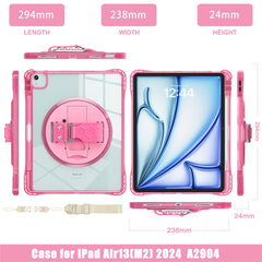 For iPad Air 13 (2025) / (2024) / Pro 12.9 (2022) / (2021) / (2020) / (2018) Kickstand Case PC+TPU+Acrylic Cover with Strap