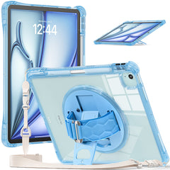 For iPad Air 13 (2025) / (2024) / Pro 12.9 (2022) / (2021) / (2020) / (2018) Kickstand Case PC+TPU+Acrylic Cover with Strap