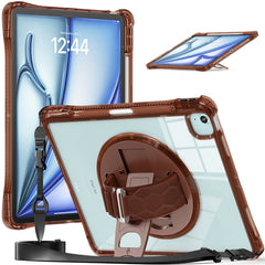 For iPad Air 13 (2025) / (2024) / Pro 12.9 (2022) / (2021) / (2020) / (2018) Kickstand Case PC+TPU+Acrylic Cover with Strap