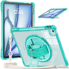 For iPad Air 13 (2025) / (2024) / Pro 12.9 (2022) / (2021) / (2020) / (2018) Kickstand Case PC+TPU+Acrylic Cover with Strap