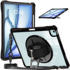 For iPad Air 13 (2025) / (2024) / Pro 12.9 (2022) / (2021) / (2020) / (2018) Kickstand Case PC+TPU+Acrylic Cover with Strap