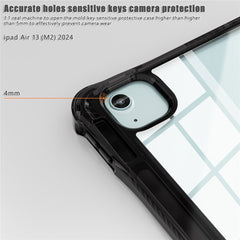 For iPad Air 13 (2025) / (2024) / Pro 12.9 (2022) / (2021) / (2020) / (2018) Case Kickstand PC+TPU+Acrylic Clear Tablet Cover