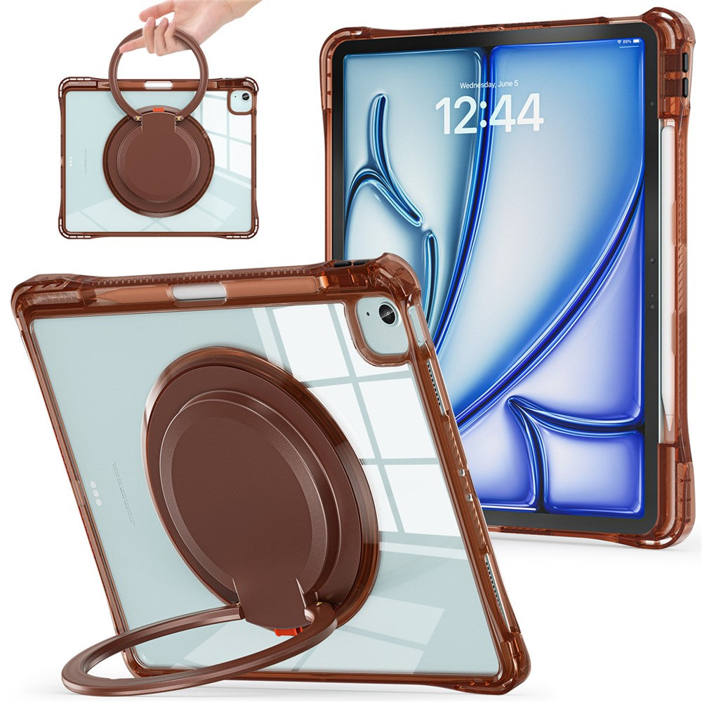 For iPad Air 13 (2025) / (2024) / Pro 12.9 (2022) / (2021) / (2020) / (2018) Case Rotary Kickstand PC+TPU+Acrylic Tablet Cover